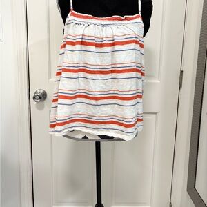 Universal Thread Stripped Flowy‎ Tank Top Ruffles Spaghetti Strap White/Orange